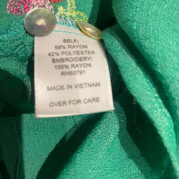 Small Hope Springs Size Small Boho Fairy Cottage Shirt dress embroidered flowers - Picture 5 of 5